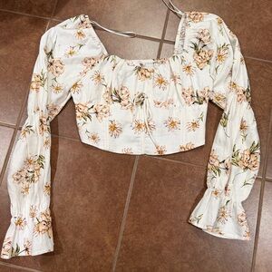 GB Floral Long Sleeve Crop Top